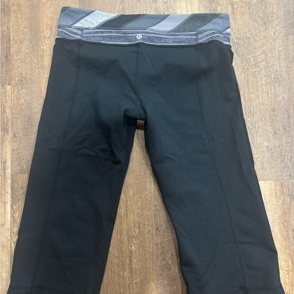 lululemon athletica Black Capris with Gray Waistband